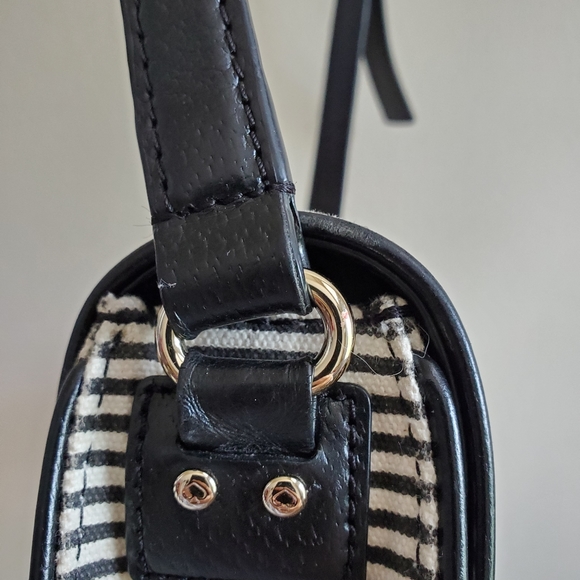Vintage Kate Spade Striped black and white Canvas Crossbody Bag RARE - Picture 9 of 16